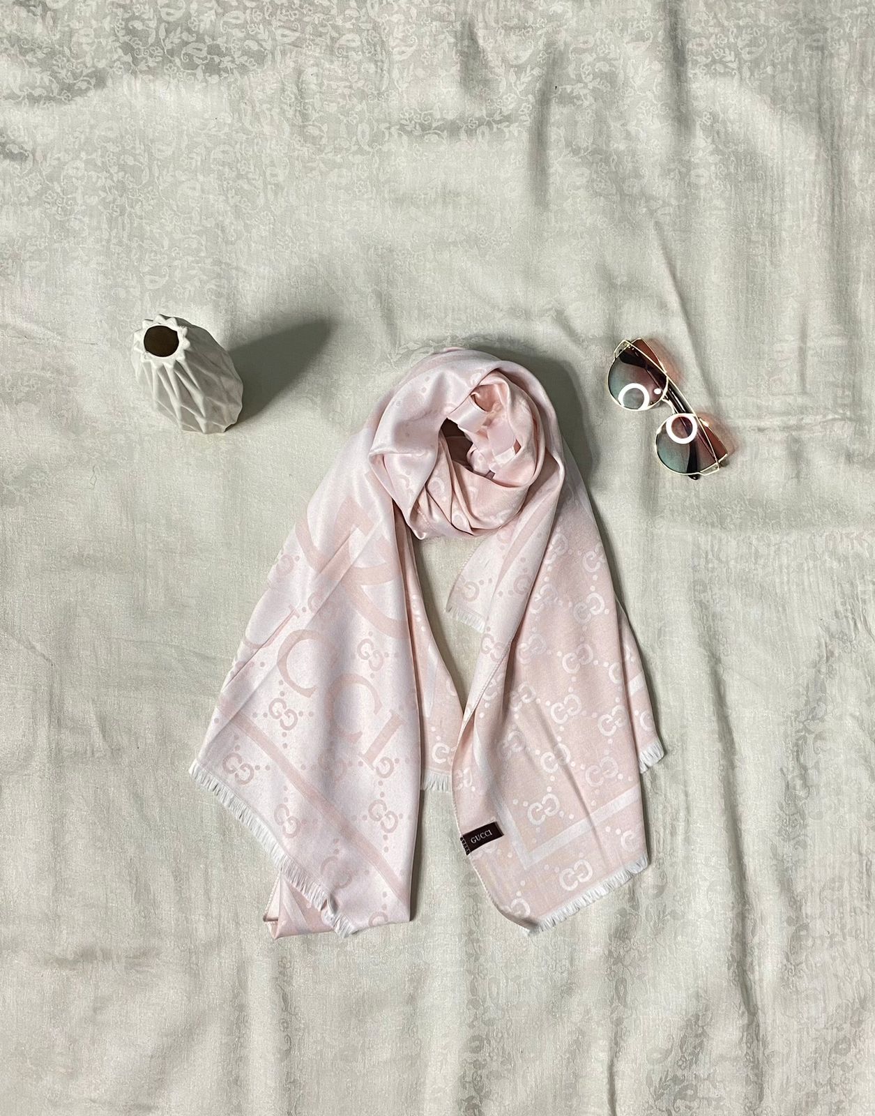 Powder Pink  Silk Stole - Shawl